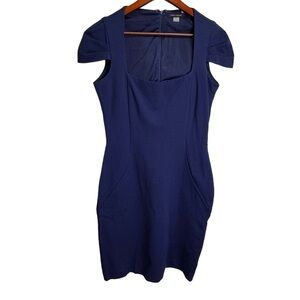 Tommy Hilfiger Adriane Dress Cap Sleeve Square Neck Dress Navy Blue Size 10